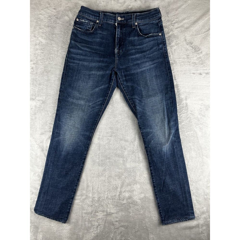 7‎ For All Mankind Jeans Adult 32 Slim Fit Adrien Stretch Faded Blue Men's